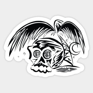 Skull Isle on White Sticker